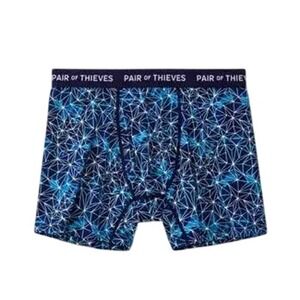 Pair of Thieves SuperFit Boxer Brief Navy Blue Geometric Mesh Cooling Size L